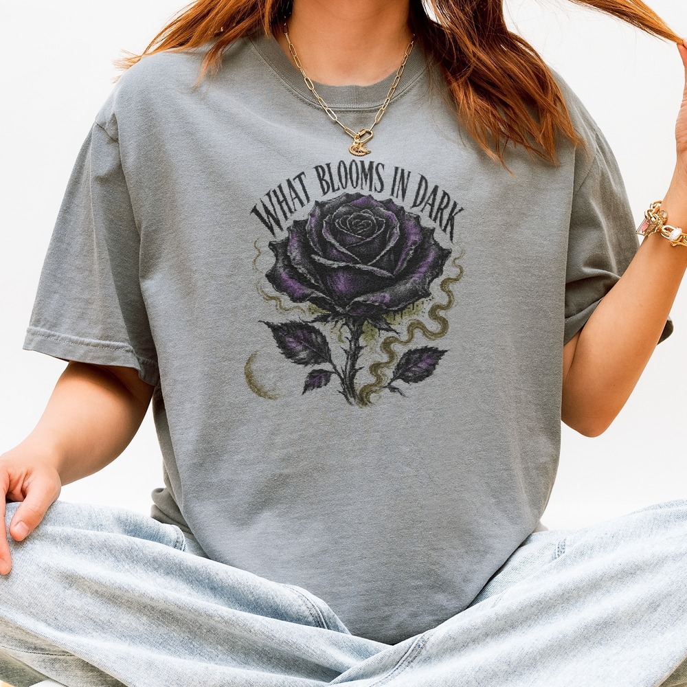 What Blooms in Dark Gothic Rose Graphic Tee